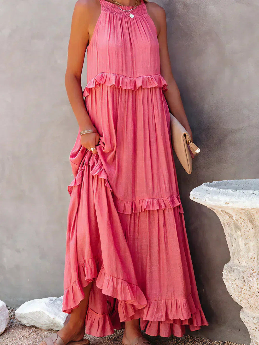 Gabriella | Women’s Tiered Ruffle Trim Sleeveless Maxi Summer Dress
