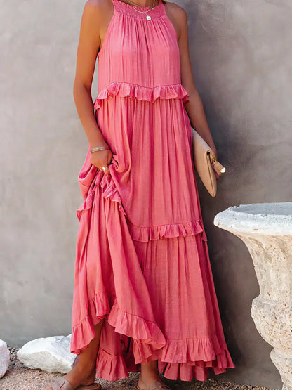 Gabriella | Women’s Tiered Ruffle Trim Sleeveless Maxi Summer Dress