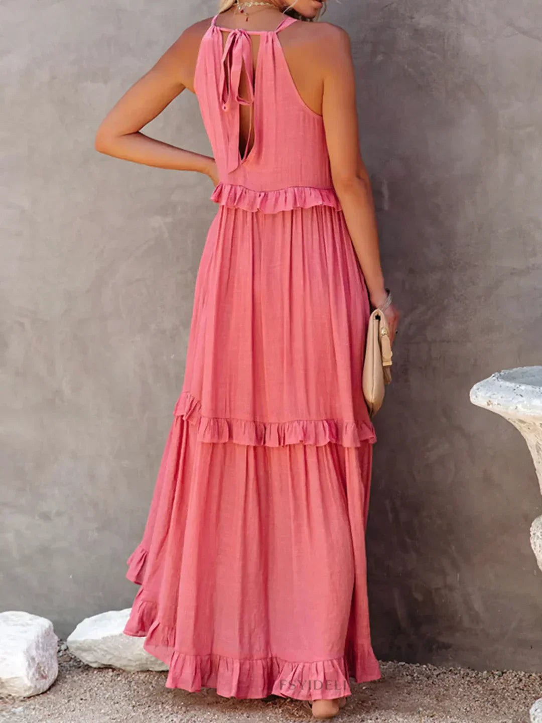 Gabriella | Women’s Tiered Ruffle Trim Sleeveless Maxi Summer Dress
