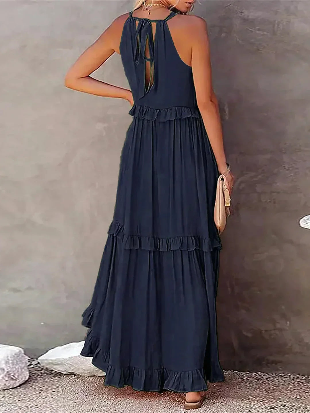 Gabriella | Women’s Tiered Ruffle Trim Sleeveless Maxi Summer Dress