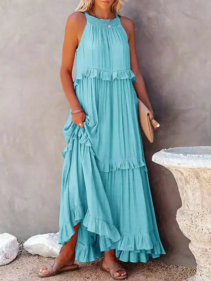 Gabriella | Women’s Tiered Ruffle Trim Sleeveless Maxi Summer Dress