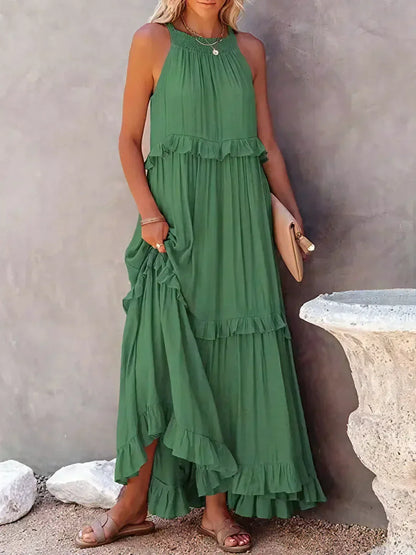 Gabriella | Women’s Tiered Ruffle Trim Sleeveless Maxi Summer Dress