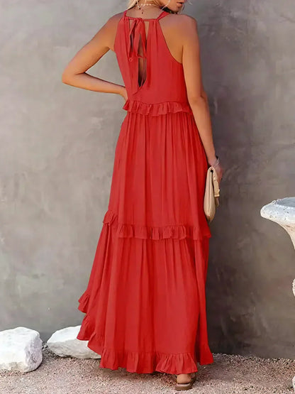 Gabriella | Women’s Tiered Ruffle Trim Sleeveless Maxi Summer Dress
