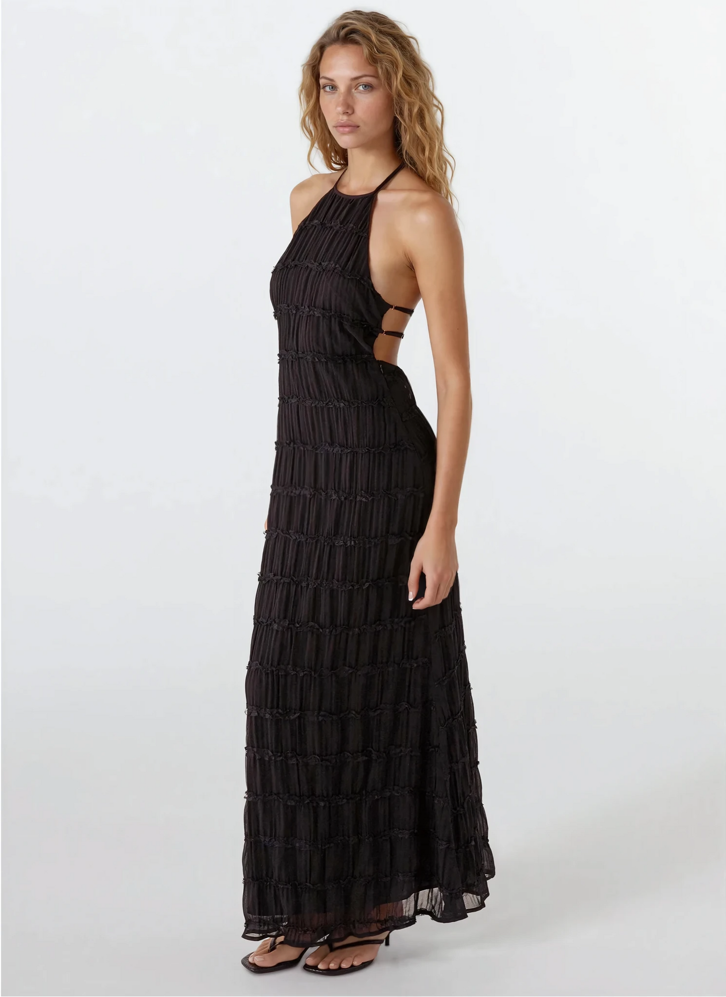 Greta | Women's Backless Sculpted Texture Maxi Summer Dress