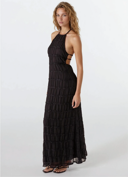Greta | Women's Backless Sculpted Texture Maxi Summer Dress