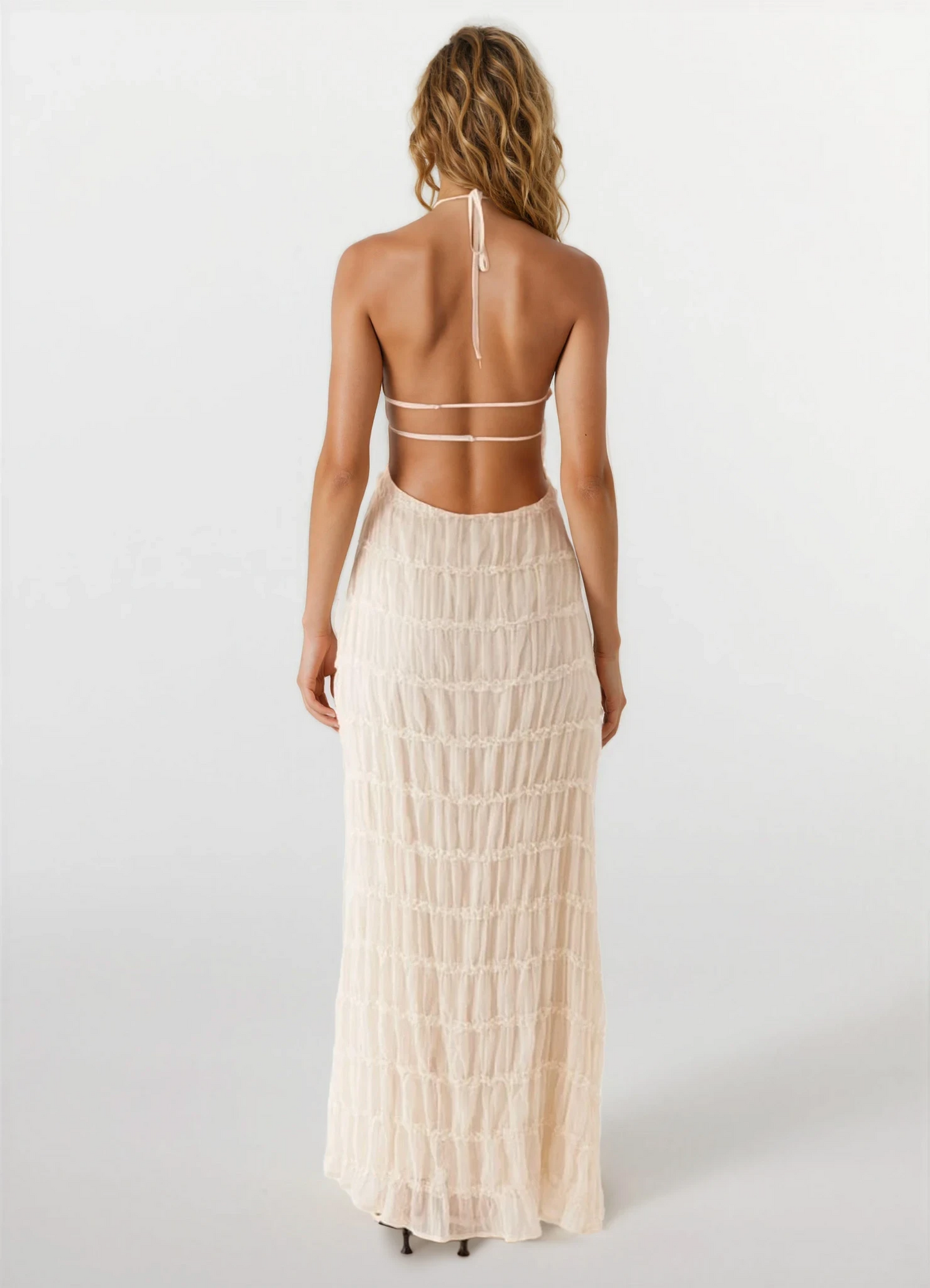 Greta | Women's Backless Sculpted Texture Maxi Summer Dress