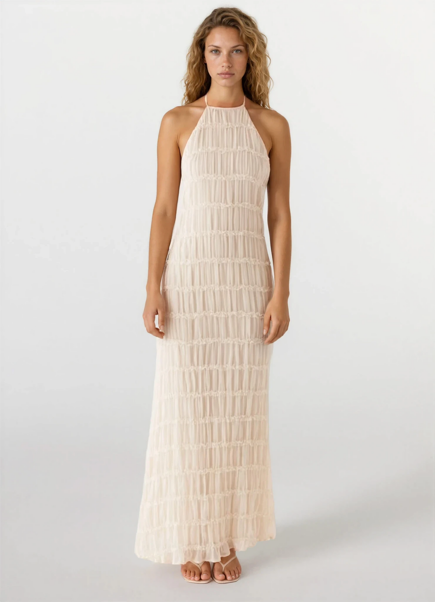 Greta | Women's Backless Sculpted Texture Maxi Summer Dress