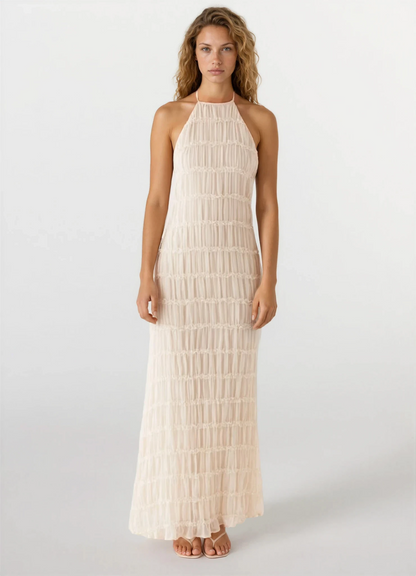 Greta | Women's Backless Sculpted Texture Maxi Summer Dress