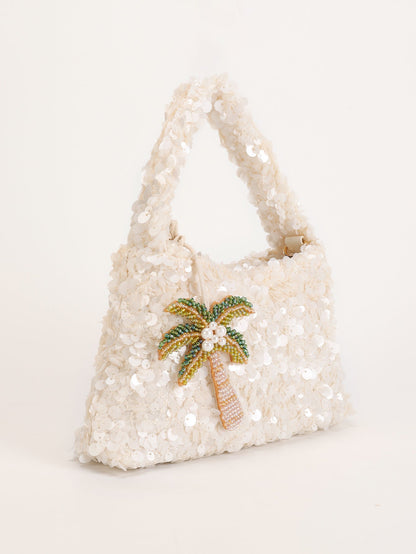 Iza | Women’s Sequin Shoulder Party Bag with Palm Charm