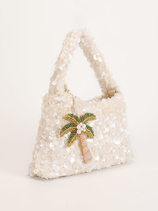 Iza | Women’s Sequin Shoulder Party Bag with Palm Charm