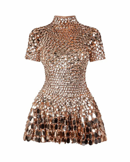 Janice | Women's High Neck Sequin Mini Dress