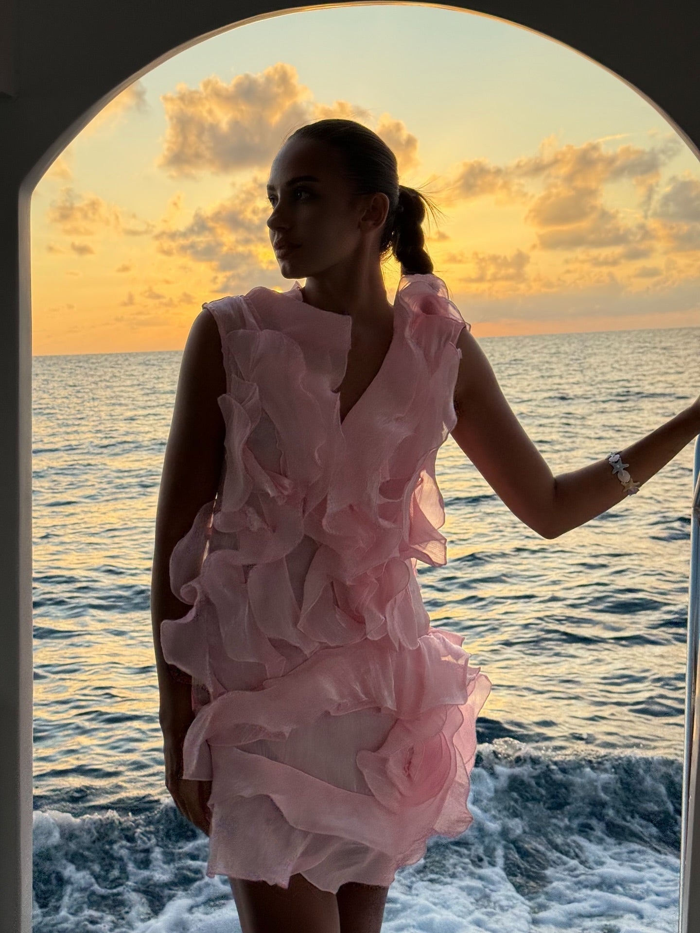 Jazlyn | Women's V-Neck Off-Shoulder Ruffled Mini Summer Dress