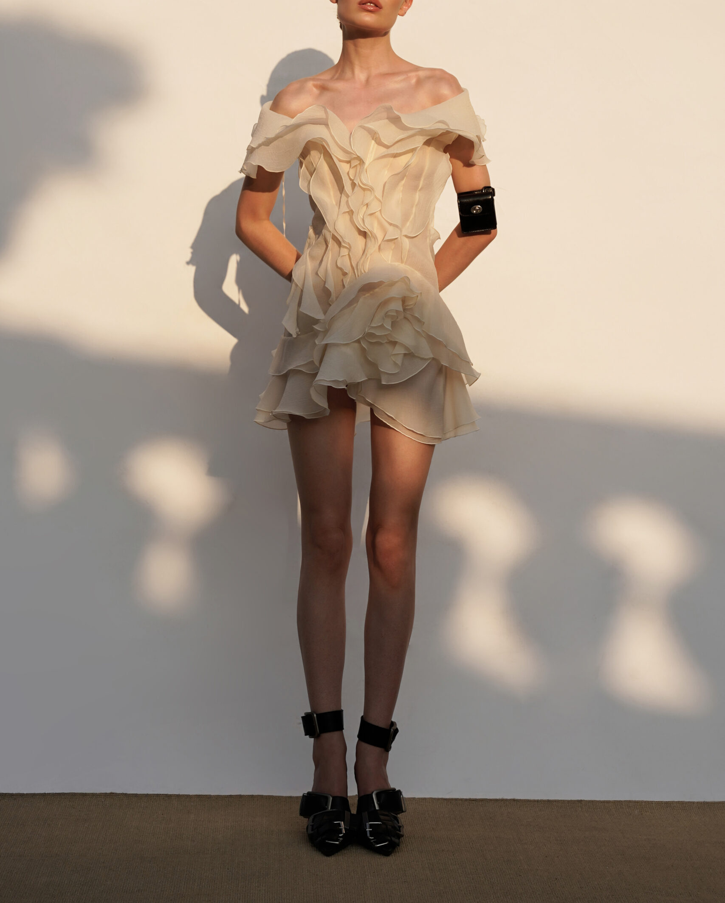 Jazlyn | Women's V-Neck Off-Shoulder Ruffled Mini Summer Dress