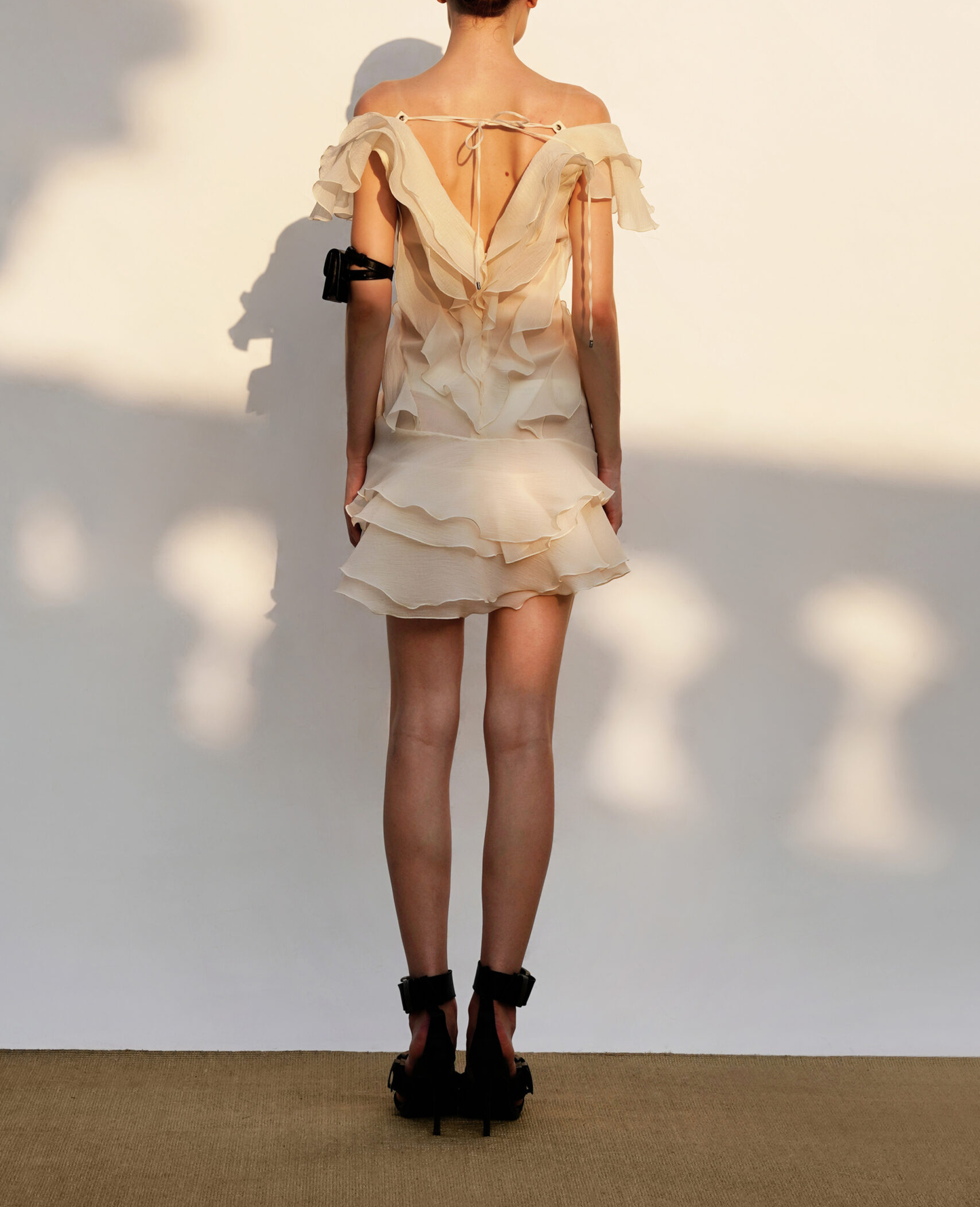 Jazlyn | Women's V-Neck Off-Shoulder Ruffled Mini Summer Dress