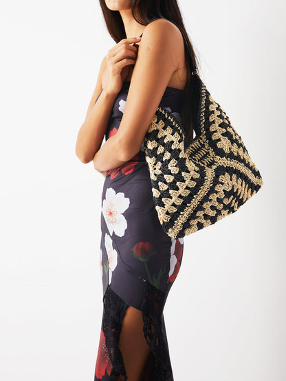 Jenny | Women’s Embroidered Woven Crochet Shoulder Beach Bag