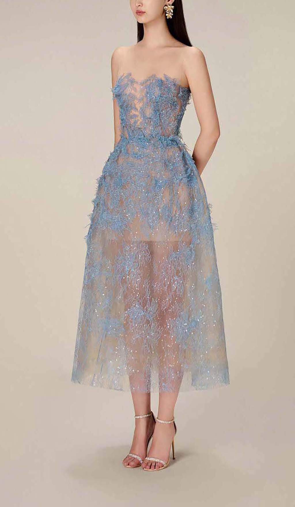 Joelle | Women's Floral Lace Embroidery Midi Prom Dress