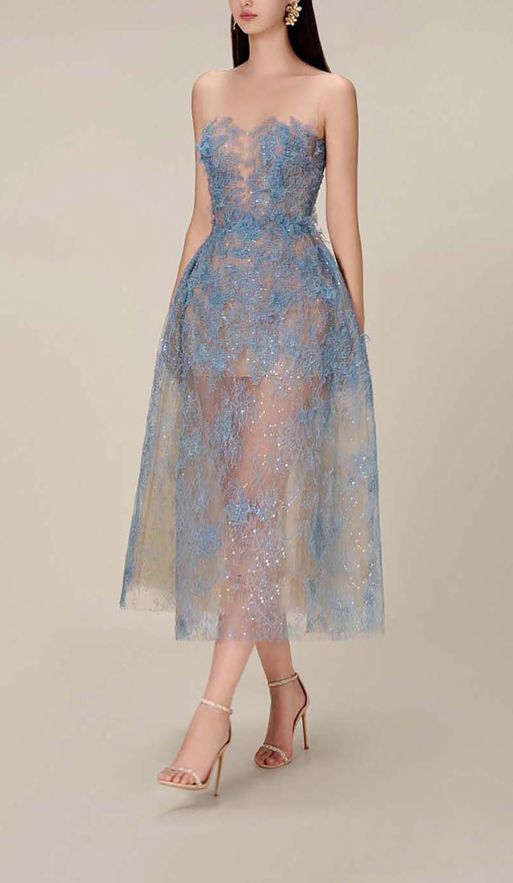 Joelle | Women's Floral Lace Embroidery Midi Prom Dress