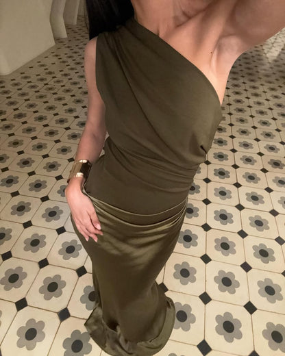 Kaelyn | Women's Elegant One Shoulder Maxi Wedding Guest Dress
