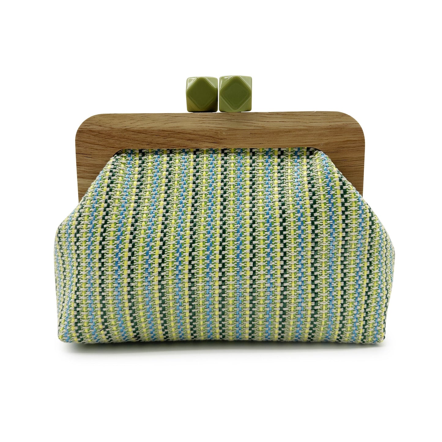 Kaia | Women’s Boho Woven Clutch Bag with Wooden Frame Bag