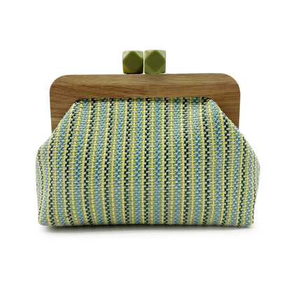 Kaia | Women’s Boho Woven Clutch Bag with Wooden Frame Bag