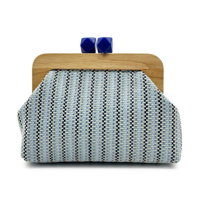 Kaia | Women’s Boho Woven Clutch Bag with Wooden Frame Bag