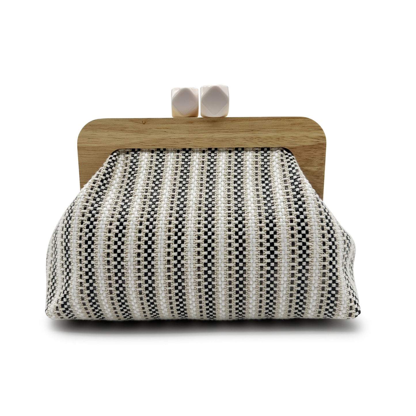 Kaia | Women’s Boho Woven Clutch Bag with Wooden Frame Bag
