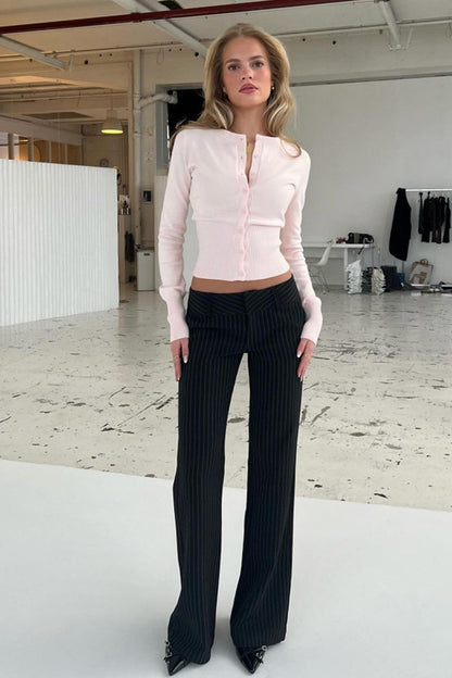 Kaylin | Women's Ribbed Knit Button Front Fitted Cardigan