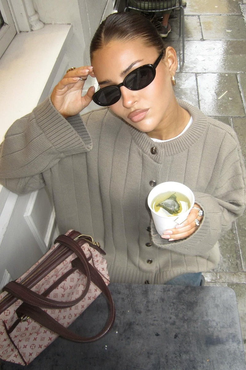 Keely | Women's Ribbed Knit Button Front Crew Neck Cardigan