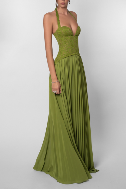 Kenley | Women's Pleated Corset Maxi Wedding Guest Dress