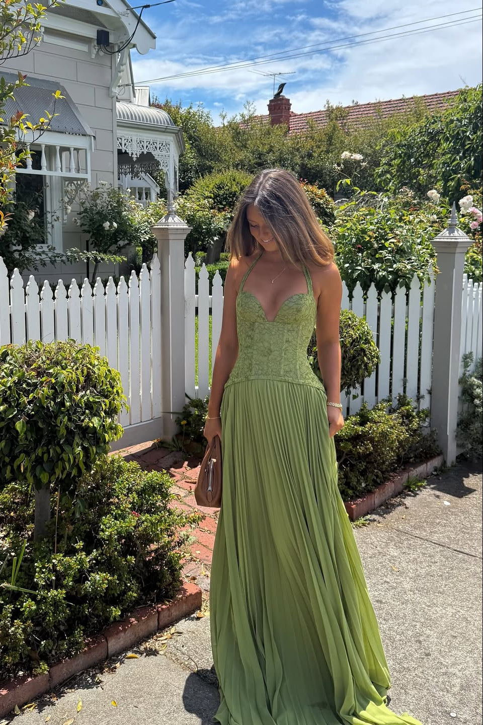 Kenley | Women's Pleated Corset Maxi Wedding Guest Dress