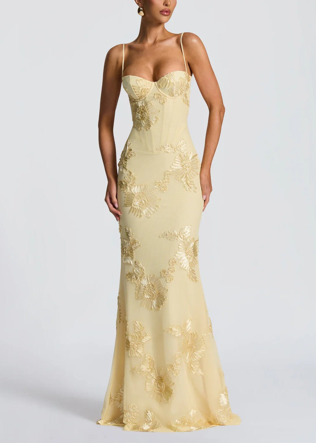 Kiara | Women's Sleeveless Floral Embroidery Maxi Wedding Guest Dress