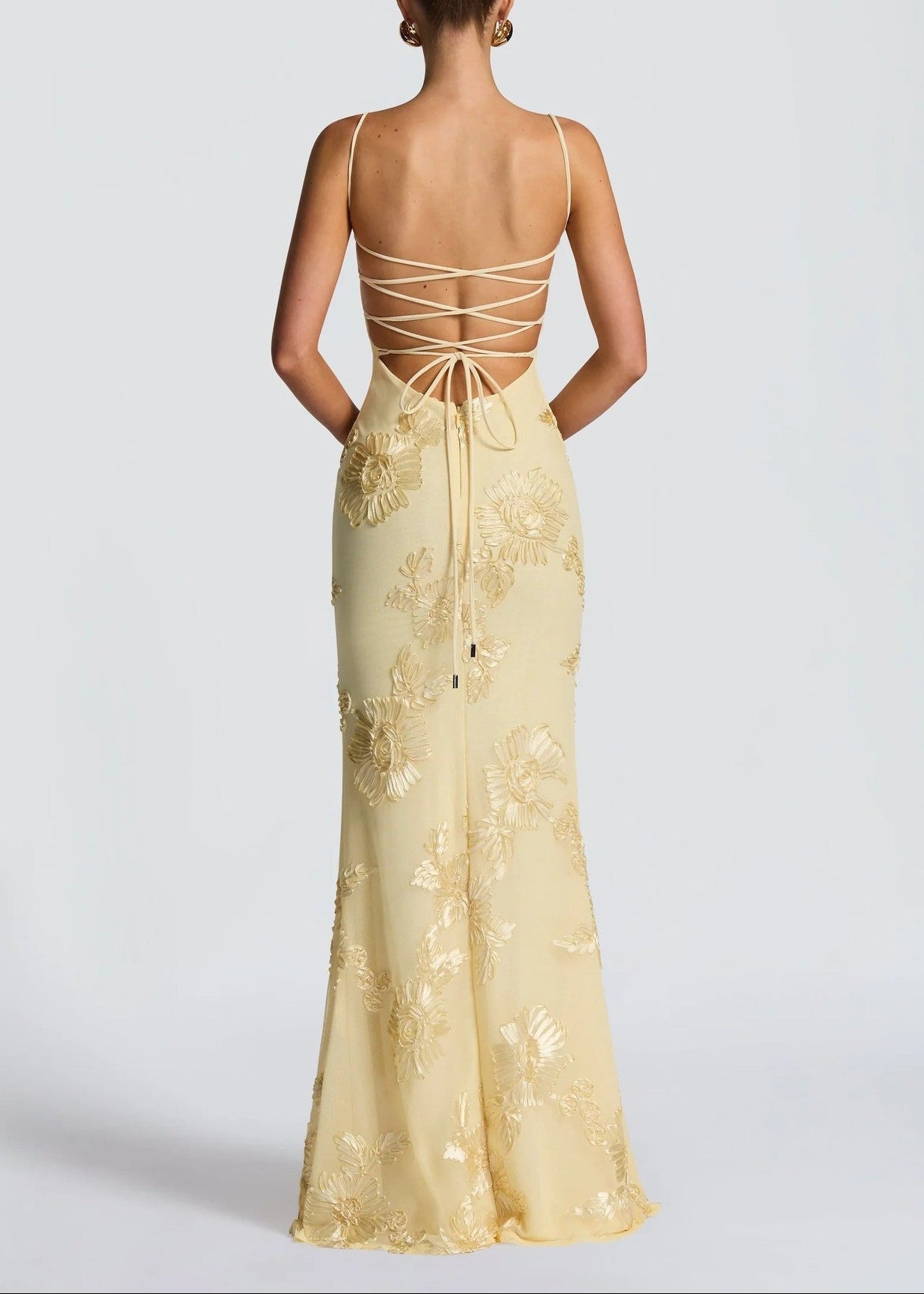 Kiara | Women's Sleeveless Floral Embroidery Maxi Wedding Guest Dress