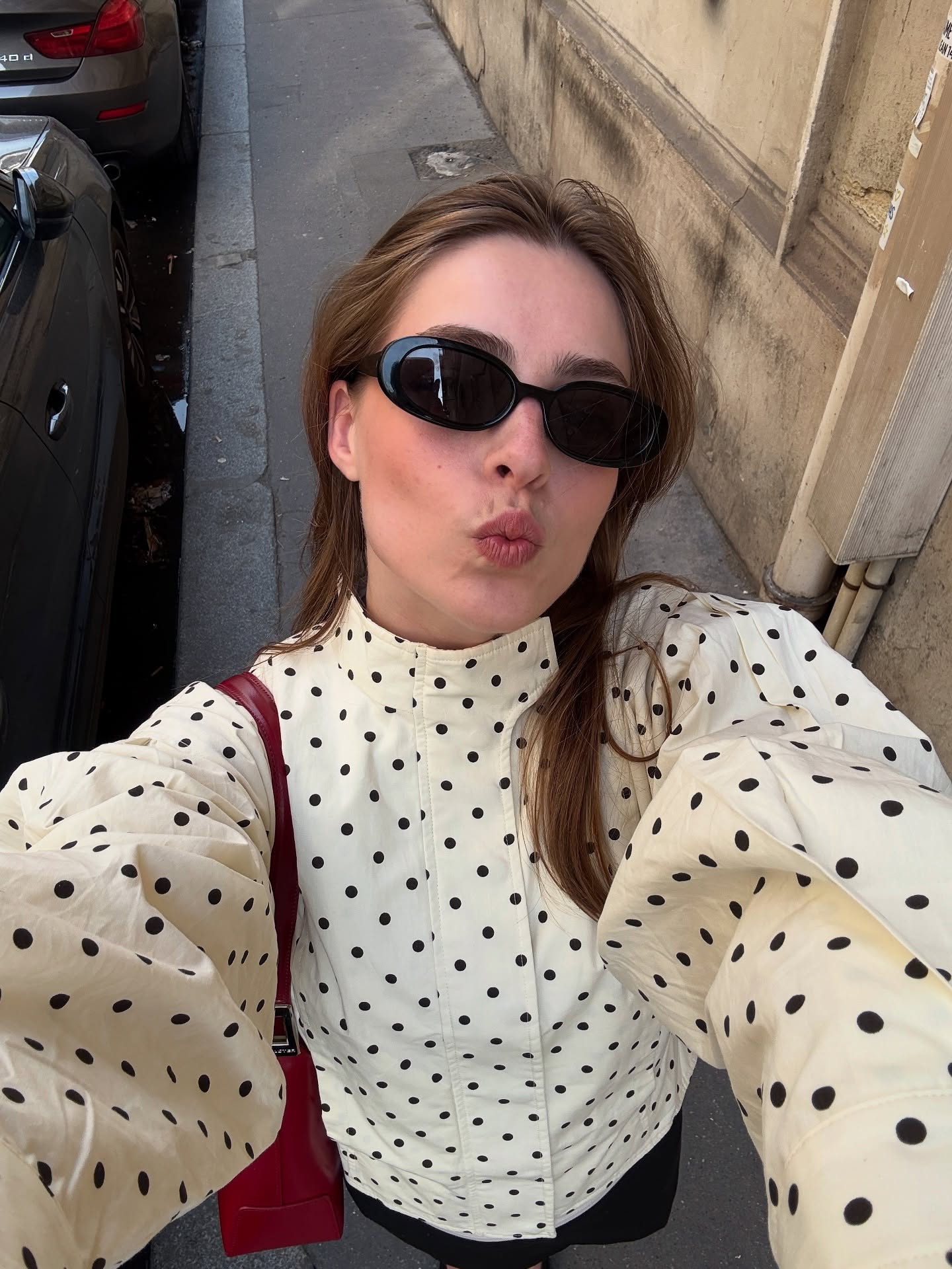 Krista | Women's Polka Dot High Turtle Neck Puff Sleeve Jacket