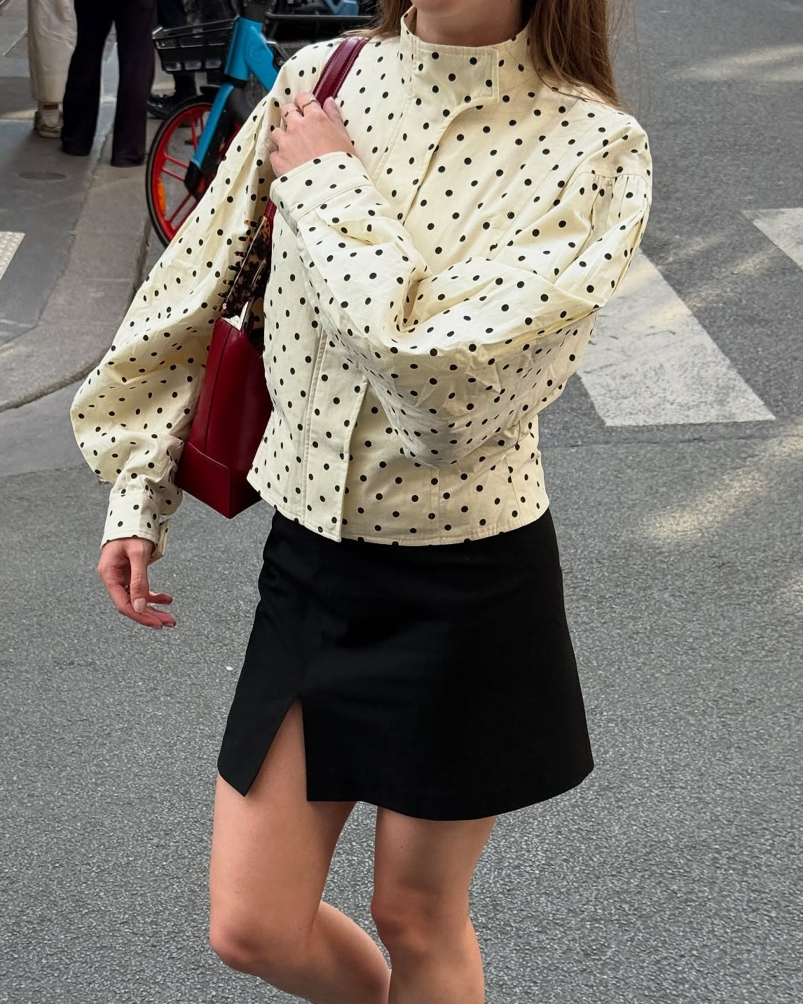 Krista | Women's Polka Dot High Turtle Neck Puff Sleeve Jacket