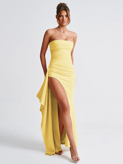 Kristin | Women's Strapless Slit Maxi Prom Dress