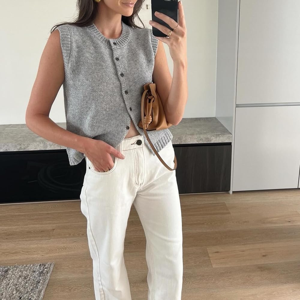 Kylie | Women's Button Front Knitted Vest Cardigan
