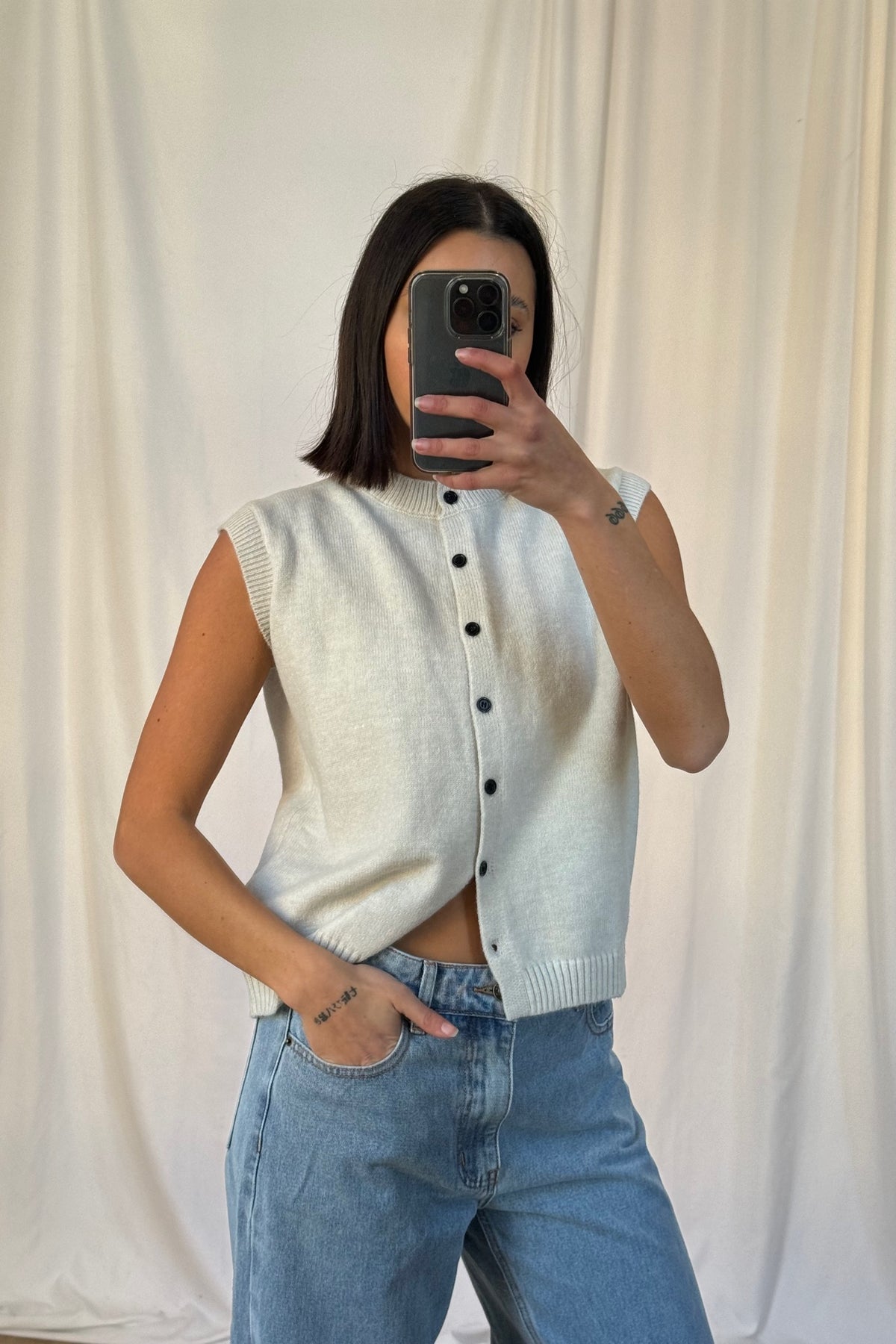 Kylie | Women's Button Front Knitted Vest Cardigan