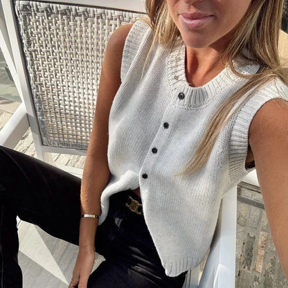 Kylie | Women's Button Front Knitted Vest Cardigan