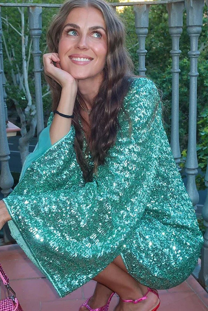 Leilani | Women's Long Sleeve Sequin Mini Summer Dress