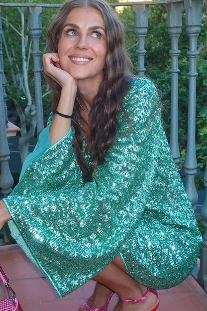 Leilani | Women's Long Sleeve Sequin Mini Summer Dress