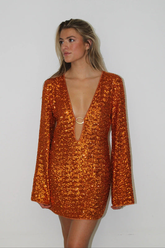 Leilani | Women's Long Sleeve Sequin Mini Summer Dress