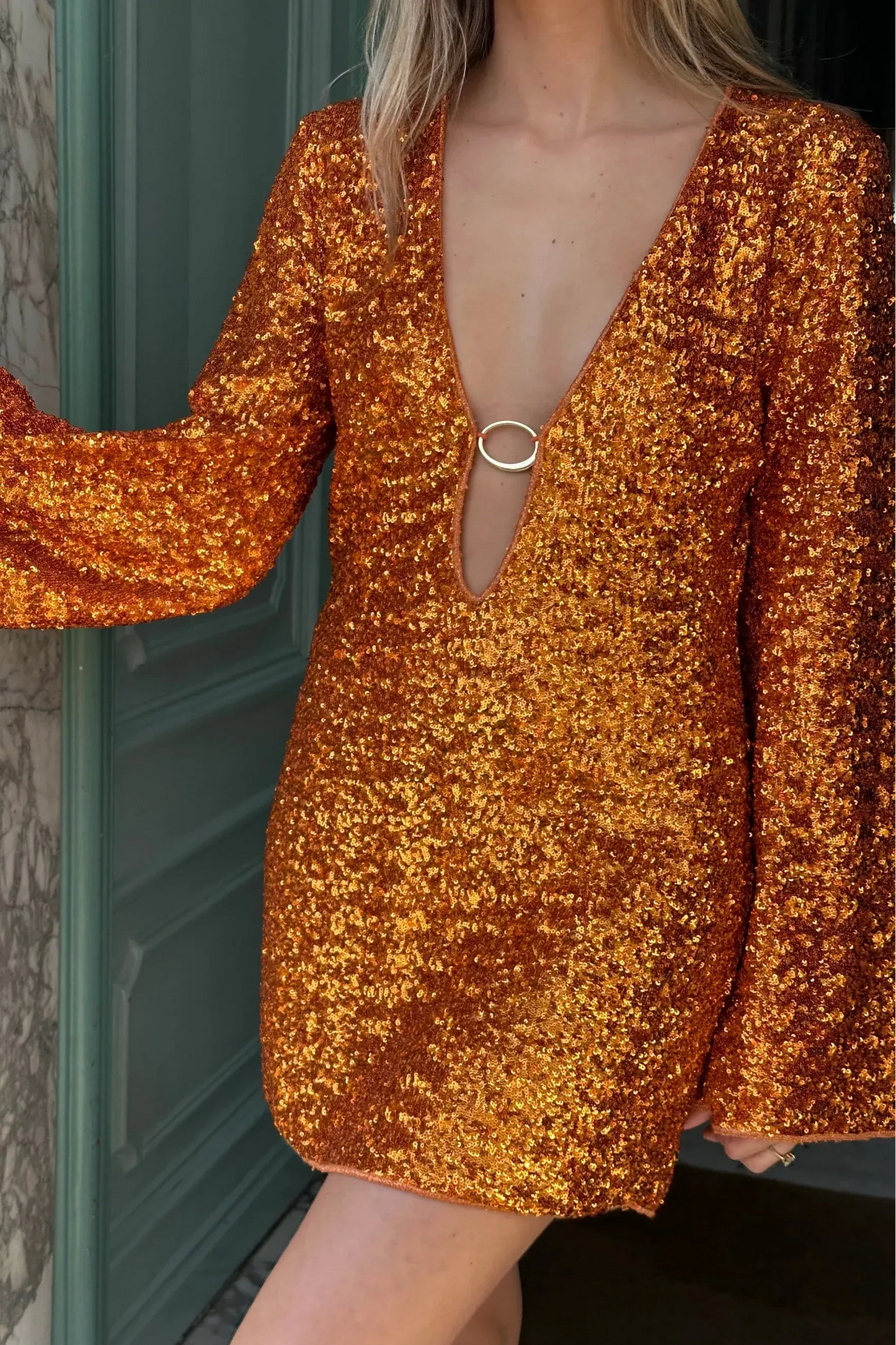 Leilani | Women's Long Sleeve Sequin Mini Summer Dress