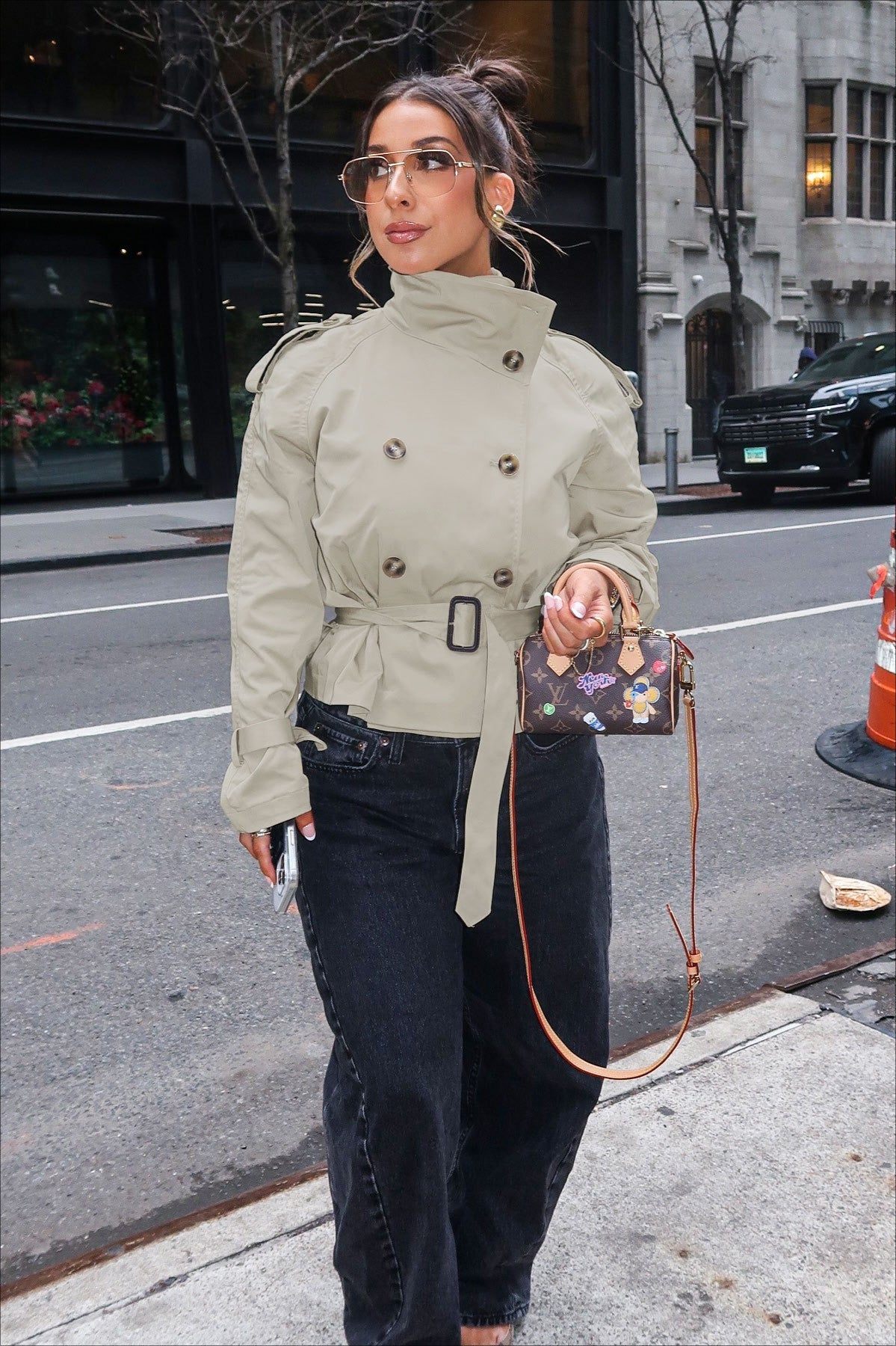 Leslie | Women's Belted Double Breasted High Neck Jacket Trench Coat