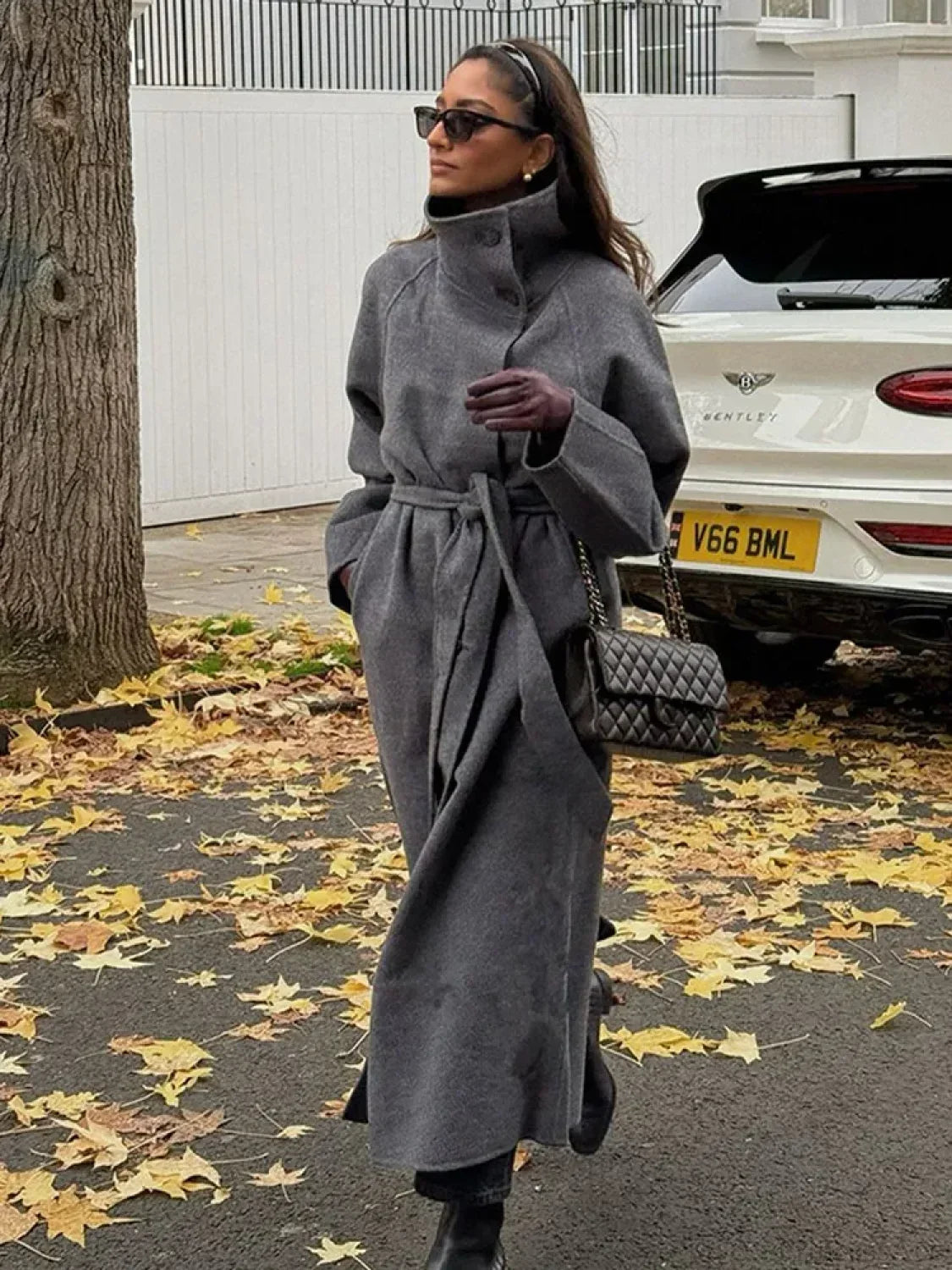 Linda | Women's Belted High Neck Long Maxi Wrap Trench Coat