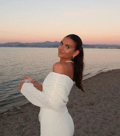 Liz | Women's Off-Shoulder Bodycon Knit Mini Dress