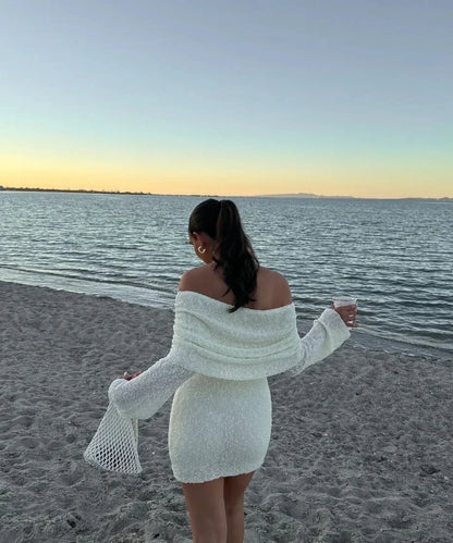 Liz | Women's Off-Shoulder Bodycon Knit Mini Dress