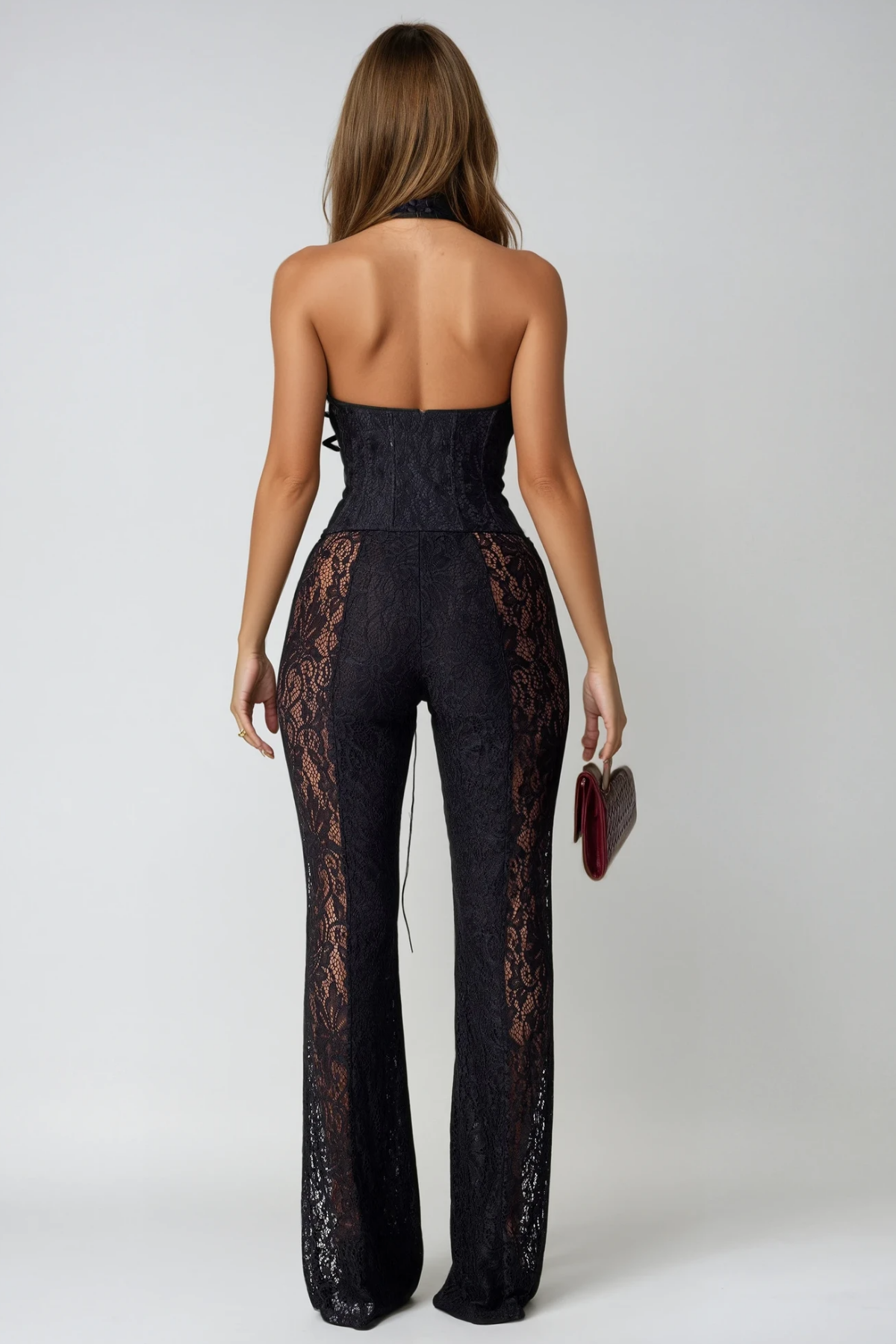 Lorelei | Women's Lace Plunge Halter-Neck Jumpsuit