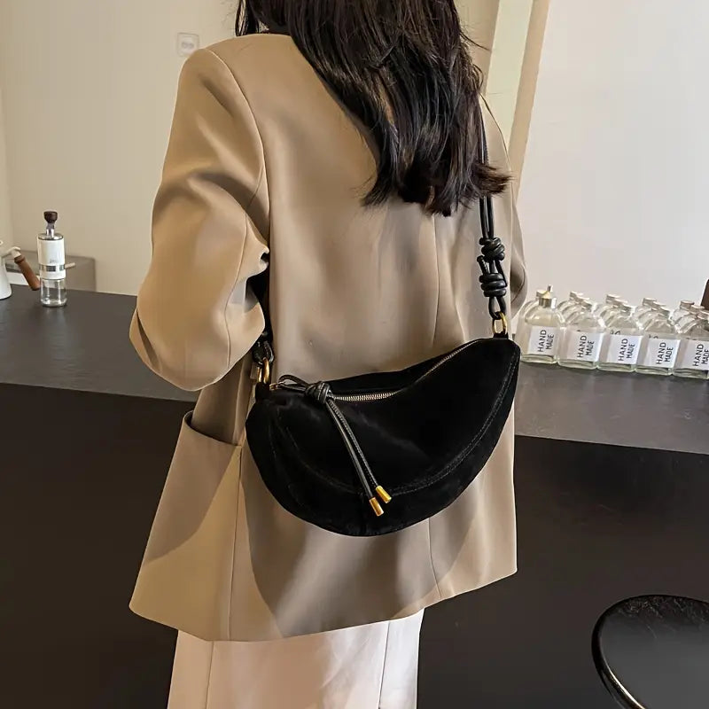 Loretta | Women's Faux Suede Crescent Shoulder Bag