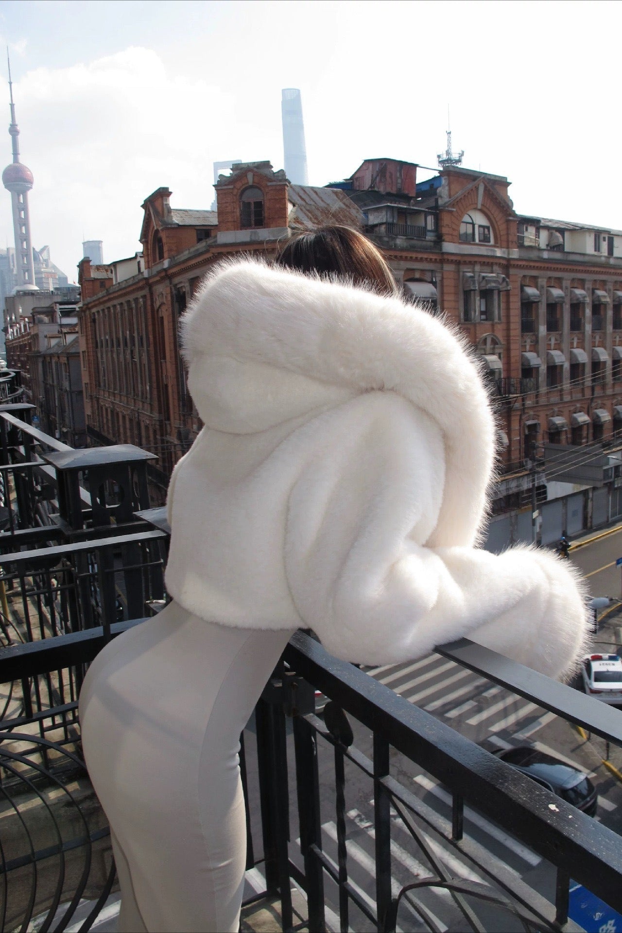 Louise | Women's Faux Fur Hooded Cropped Jacket