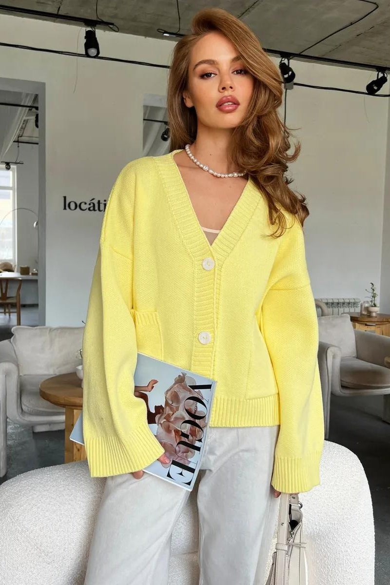 Lydia | Women's Knit Button Front V-Neck Cardigan